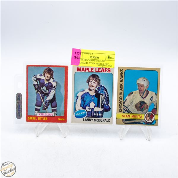 3 VINTAGE CARDS SITTLER MCDONALD, STAN MIKITA OPC