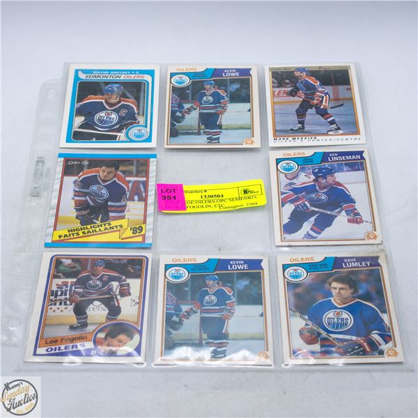 8 VINTAGE OILERS OPC SEMENKO, EDMIO, FOGOLIN, ETC