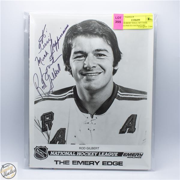ROD GILBERT HALL OF FAME PROMO PHOTO SIGNATURE