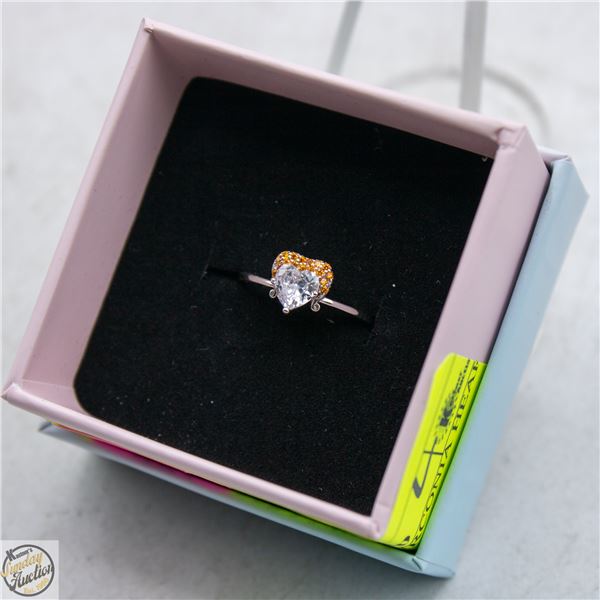 .925 SILVER CUBIC ZIRCONIA HEART RING WITH