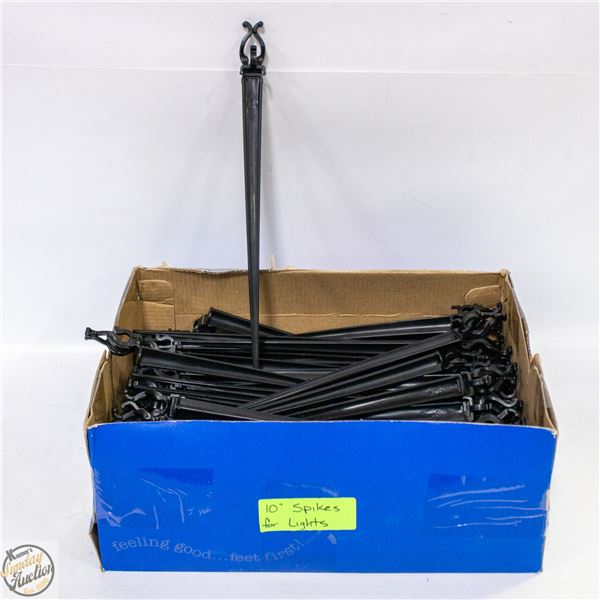 BOX FULL OF NEW 10" SPIKES FOR LIGHTS