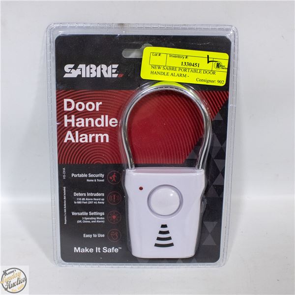 NEW SABRE PORTABLE DOOR HANDLE ALARM -