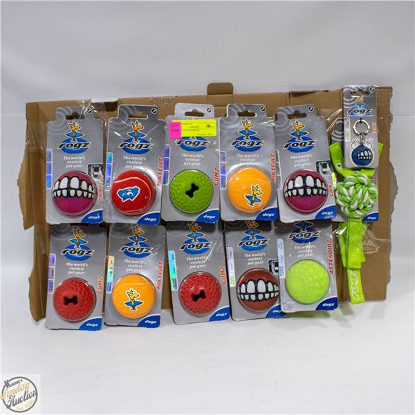 11 BRAND NEW DOG TOYS MEDIUM + KEYCHAIN