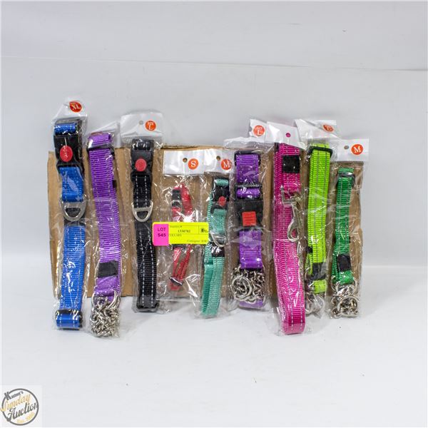 8 BRAND NEW DOG COLLARS + 1 BRAND NEW LEASH