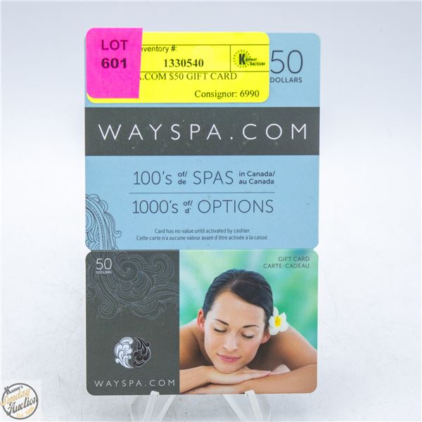 WAYSPA.COM $50 GIFT CARD