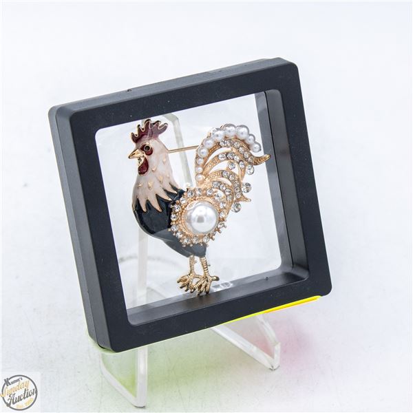 NEW CHICKEN BROOCH WITH ENAMEL &