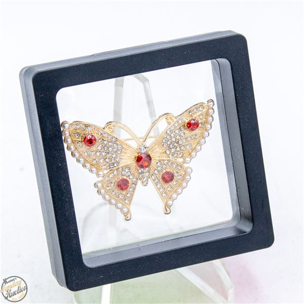 NEW BUTTERFLY PEARL RHINESTONE ENCRUSTED