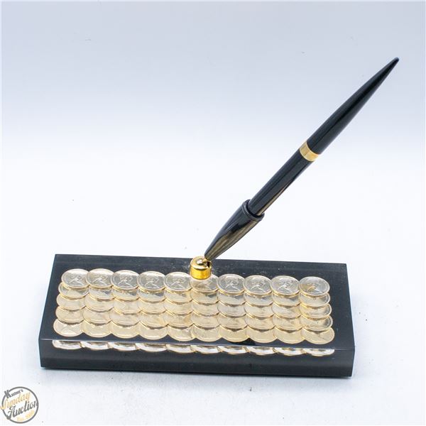 BIRKS MCM LUCITE CANADIAN COINS DESK SET