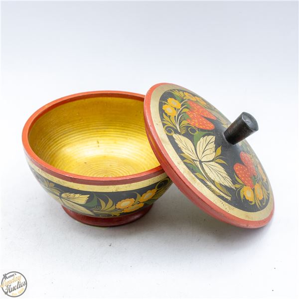 KHOKHLOMA HAND PAINTED RUSSIAN LIDDED JAR