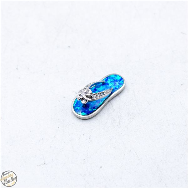 SILVER 925 FLIP FLOP SANDALS BLUE FIRE OPAL