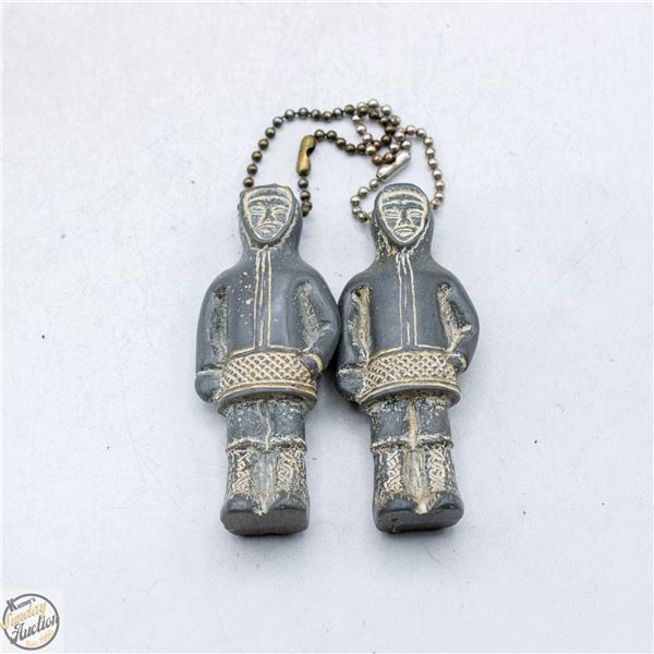 PAIR OF VINTAGE INUIT 'TUNDRA' KEYCHAINS