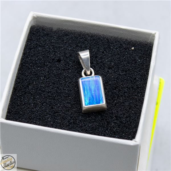 SILVER 925 BLUE FIRE OPAL PENDANT
