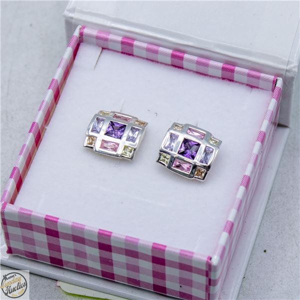 SILVER 925 ART DECO STYLE PURPLE AMETHYST