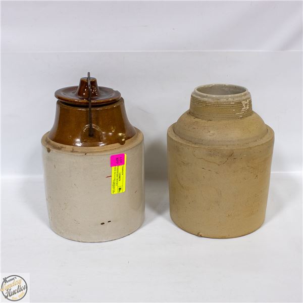 OLD STONEWARE CROCKS TOGETHER INCLUDES MEDALTA