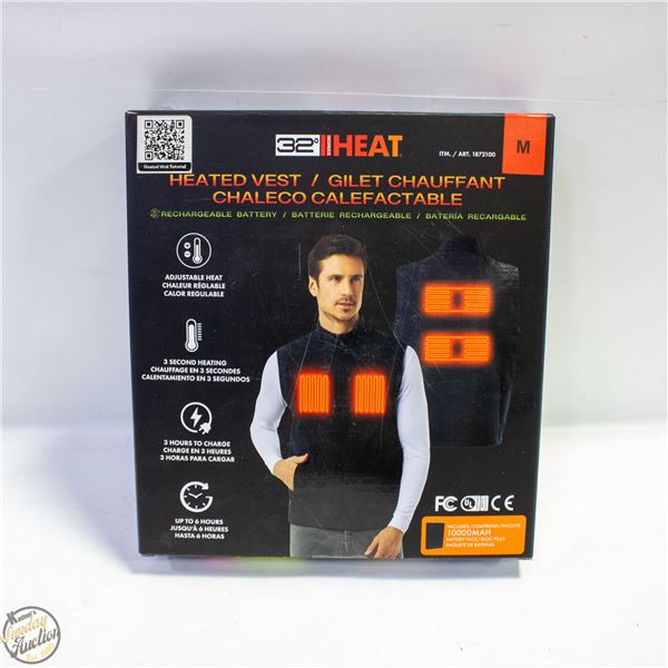 NEW 32 HEAT RECHARGEABLE HEATED VEST, SIZE MED