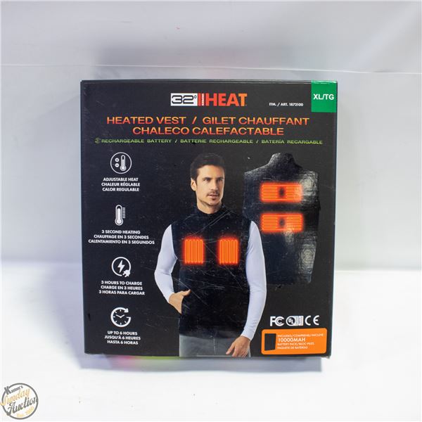 NEW 32 HEAT RECHARGEABLE HEATED VEST, SIZE XL