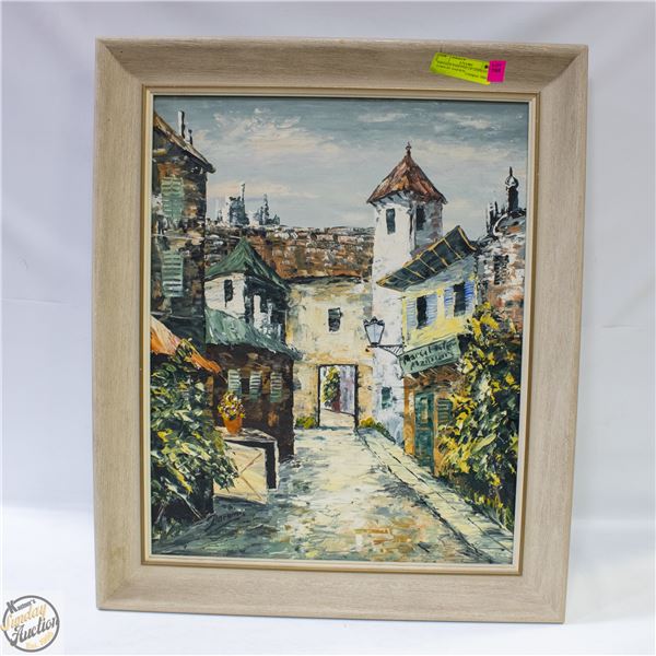 VINTAGE PAINTING OF GERMAN TOWN BY DARWIN