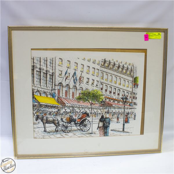 VINTAGE PRINT OLD MONTREAL BY LOMBAL SIGNED