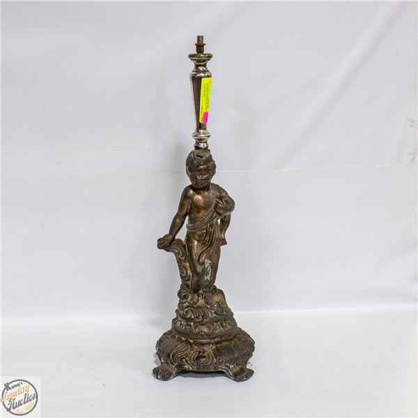 ANTIQUE CHERUB CAST CANDLE / LAMP BASE