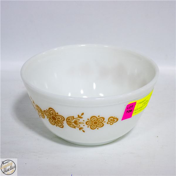 VINTAGE PYREX FLORAL WHITE & GOLD BUTTERFLY