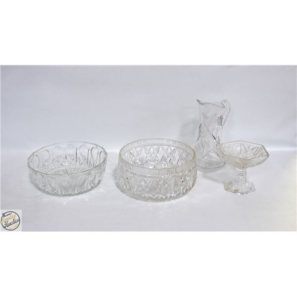 LOT OF CRYSTAL AND GLASS SERVING BOWLS