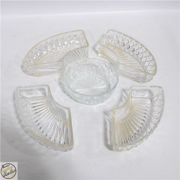 5 PIECE GLASS SERVING SET