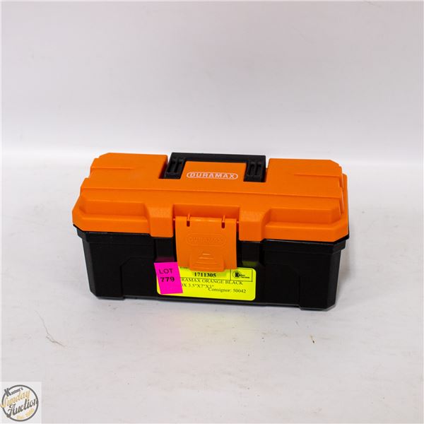 MINI DURAMAX ORANGE BLACK TOOL BOX 3.5"X7"X3"