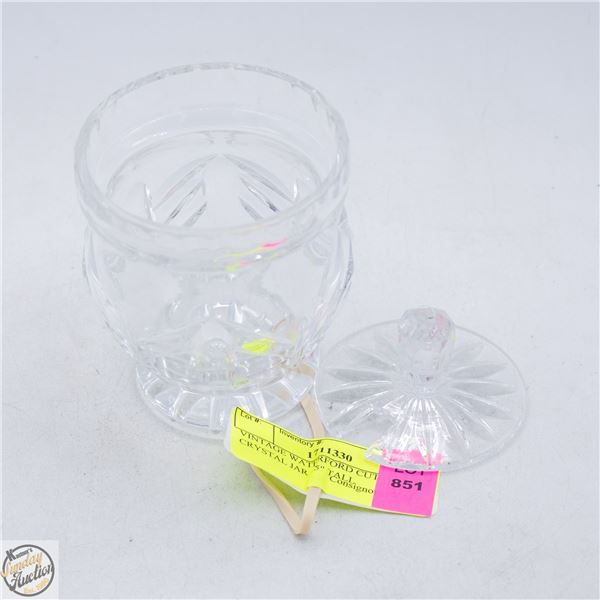 VINTAGE WATERFORD LIDDED CUT CRYSTAL JAR 3.5" TALL