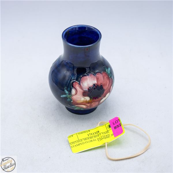 VINTAGE MOORCROFT VASE STAMPED FLORAL PATTERN