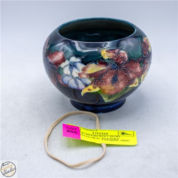 VINTAGE MOORCROFT BOWL STAMPED FLORAL PATTERN