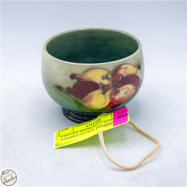 VINTAGE MOORCROFT BOWL STAMPED FLORAL PATTERN