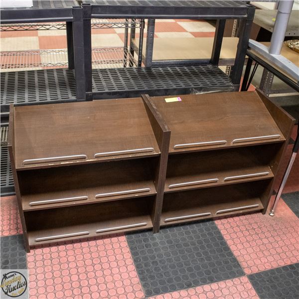 TWO WOOD SHOE RACKS