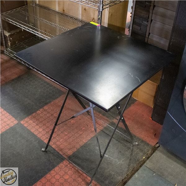 BLACK METAL FOLDING SQUARE TABLE 28" H X 22" X 22"