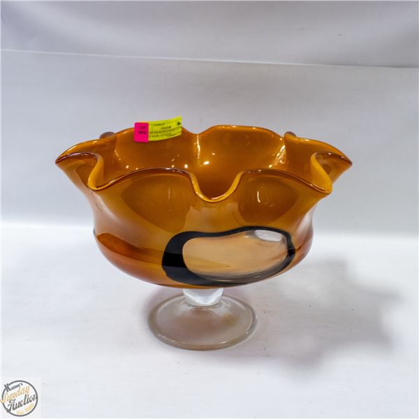 ART GLASS RUFFLE EDGED CENTRE PIECE BOWL STYLE PC