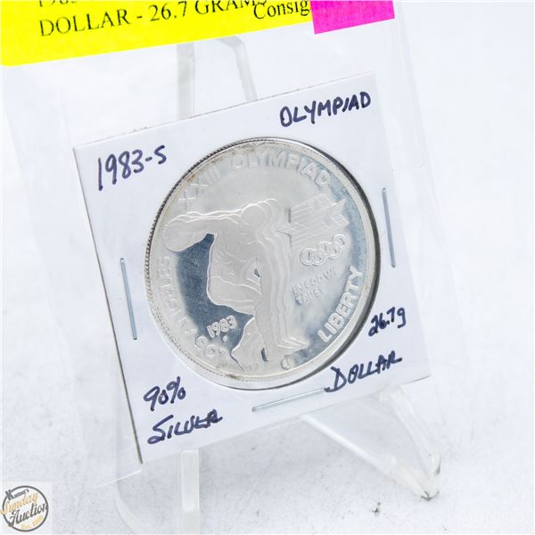 1983-5 90% SILVER OLYMPIC DOLLAR - 26.7 GRAMS