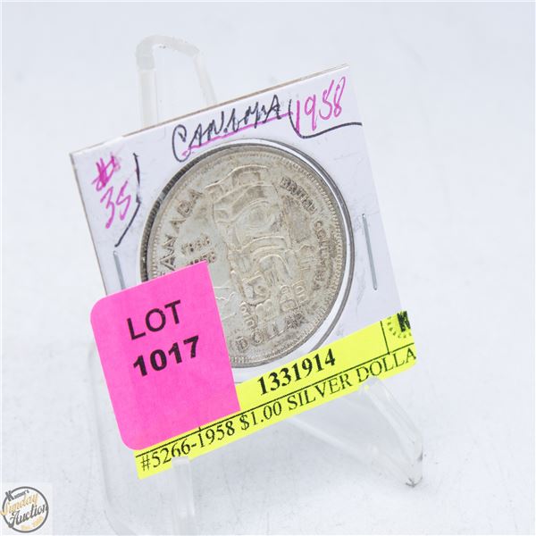 #5266-1958 $1.00 SILVER DOLLAR 80 % SILVER