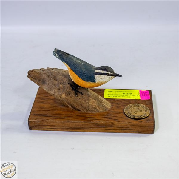 DUCKS UNLIMITED HAND CARVED RED BREASTED NUT