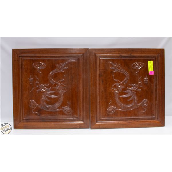 VINTAGE HARDWOOD HAND CARVED CHINESE DRAGON