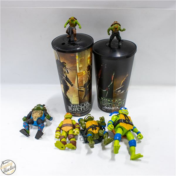 FLAT OF NINJA TURTLES FIGURES AND CUPS