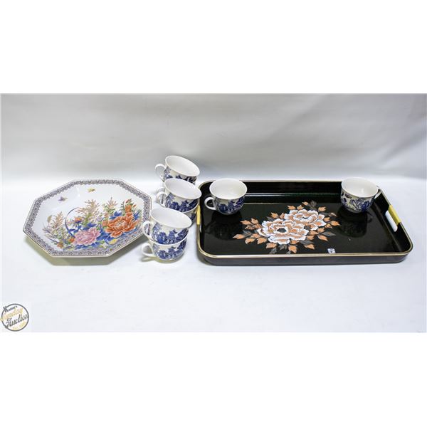 ORIENTAL THEMED CHINA/TRAY/PLATE