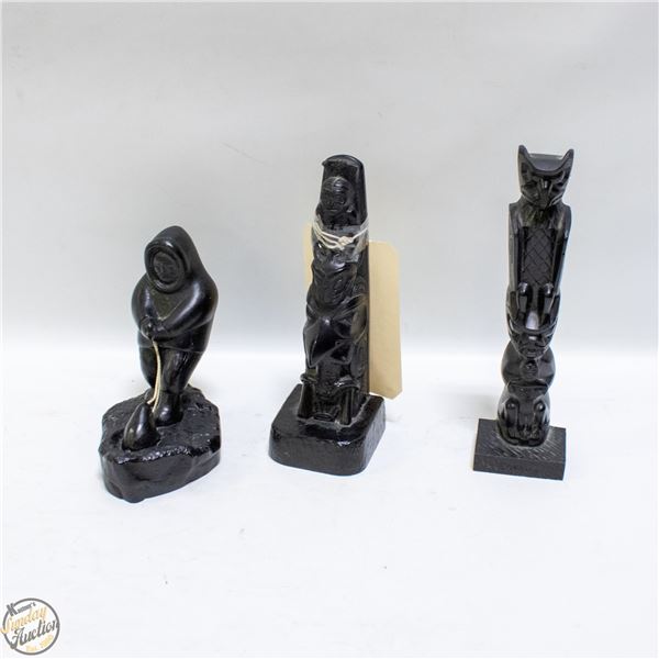 LOT OF 3 BOMA ABORIGINAL FIGURINE & TOTEM