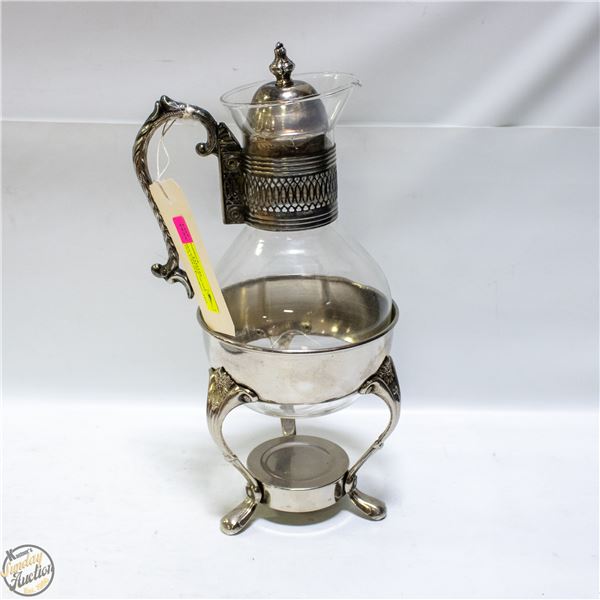 3 PIECE SET VINTAGE GLASS COFFEE/TEA CARAFE