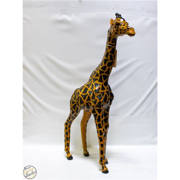 38" TALL LEATHER WRAPPED GIRAFFE FIGURINE