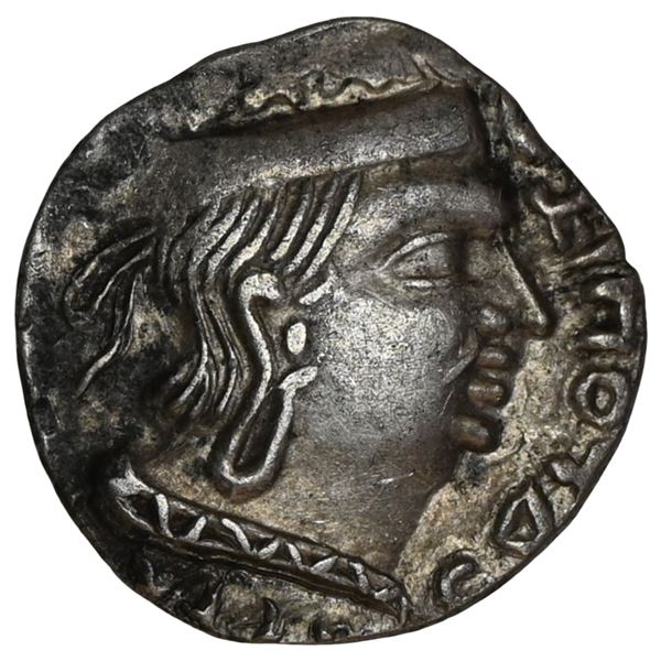 Western Kshatrapas, Karddamaka Dynasty, AR Drachm Chastana As 'Raja Mahaksatrapa' Bilingual type (c.