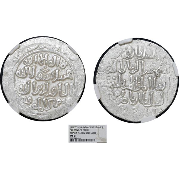 Delhi Sultanate, Shams-ud-din Iltumish (1210-1235 AD), Budaun Mint Silver Tanka - NGC MS 62