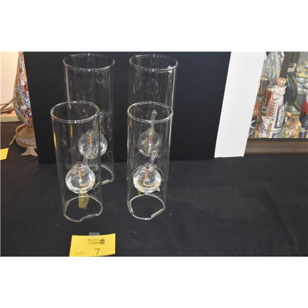 COLLECTION OF GLASS OIL LAMPS (4 PCS)