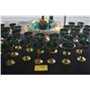 Image 1 : VINTAGE GREEN & GOLD BOHEMIAN STYLE STEM GLASSES , COMPOTE & DECANTER SET (37 PCS)