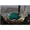 Image 2 : VINTAGE GREEN & GOLD BOHEMIAN STYLE STEM GLASSES , COMPOTE & DECANTER SET (37 PCS)