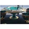 Image 3 : VINTAGE GREEN & GOLD BOHEMIAN STYLE STEM GLASSES , COMPOTE & DECANTER SET (37 PCS)