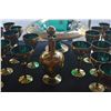 Image 4 : VINTAGE GREEN & GOLD BOHEMIAN STYLE STEM GLASSES , COMPOTE & DECANTER SET (37 PCS)